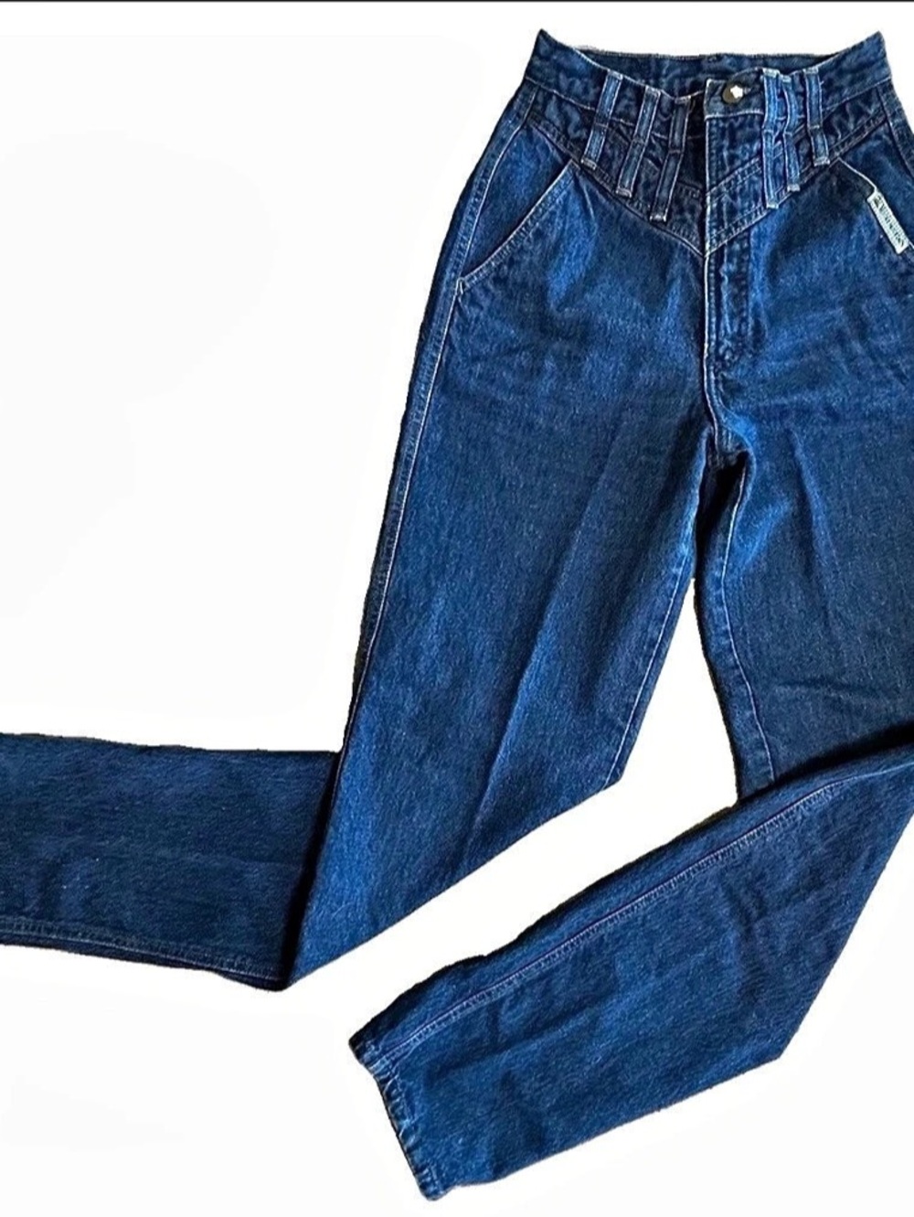 Vtg 90s Rocky Mountain High Rise Jeans Dark Wash 28/7 Tapered Made in USA